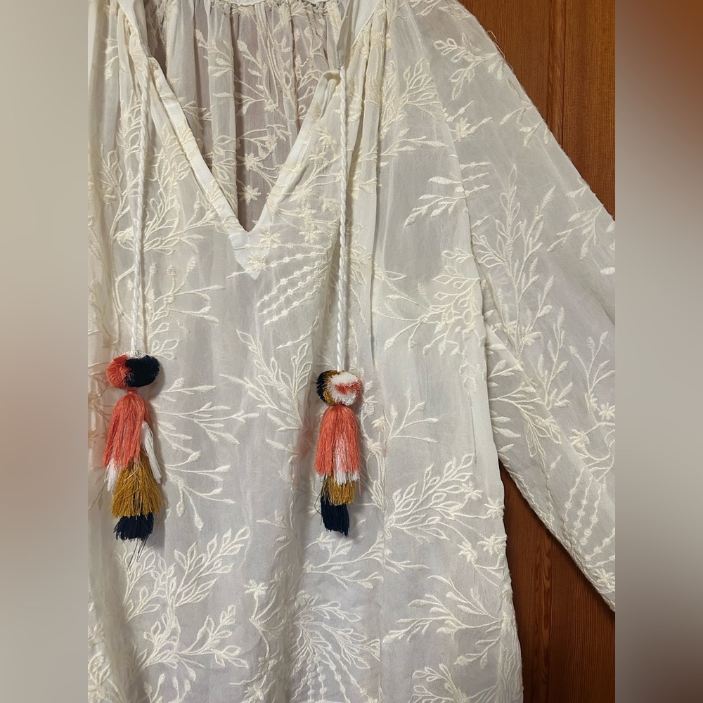 Johnny Was | Rosanna Embroidered Long-Sleeve Top w/
Pompom Ties - Picture 6 of 7